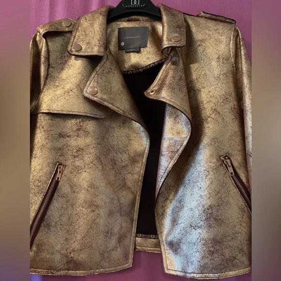 *NEW* Anthropologie Brisa Faux Leather Moto Jacket Size L  NWOT - Picture 2 of 9